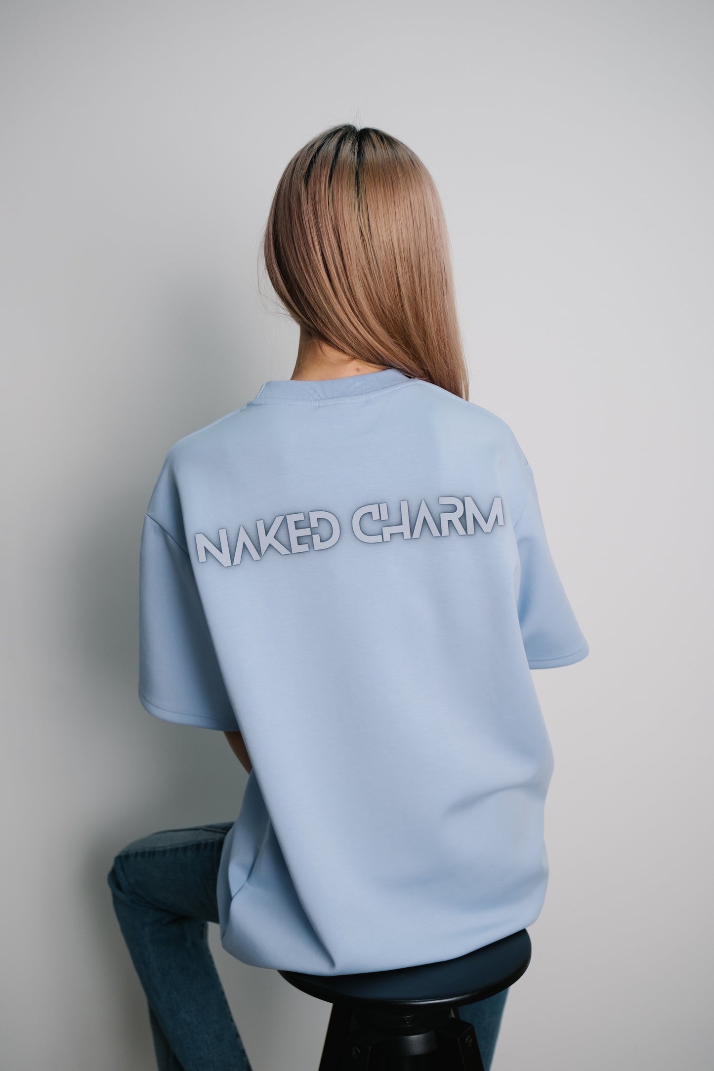 Naked Charm Oversized Cool Grey Wording T-Shirt