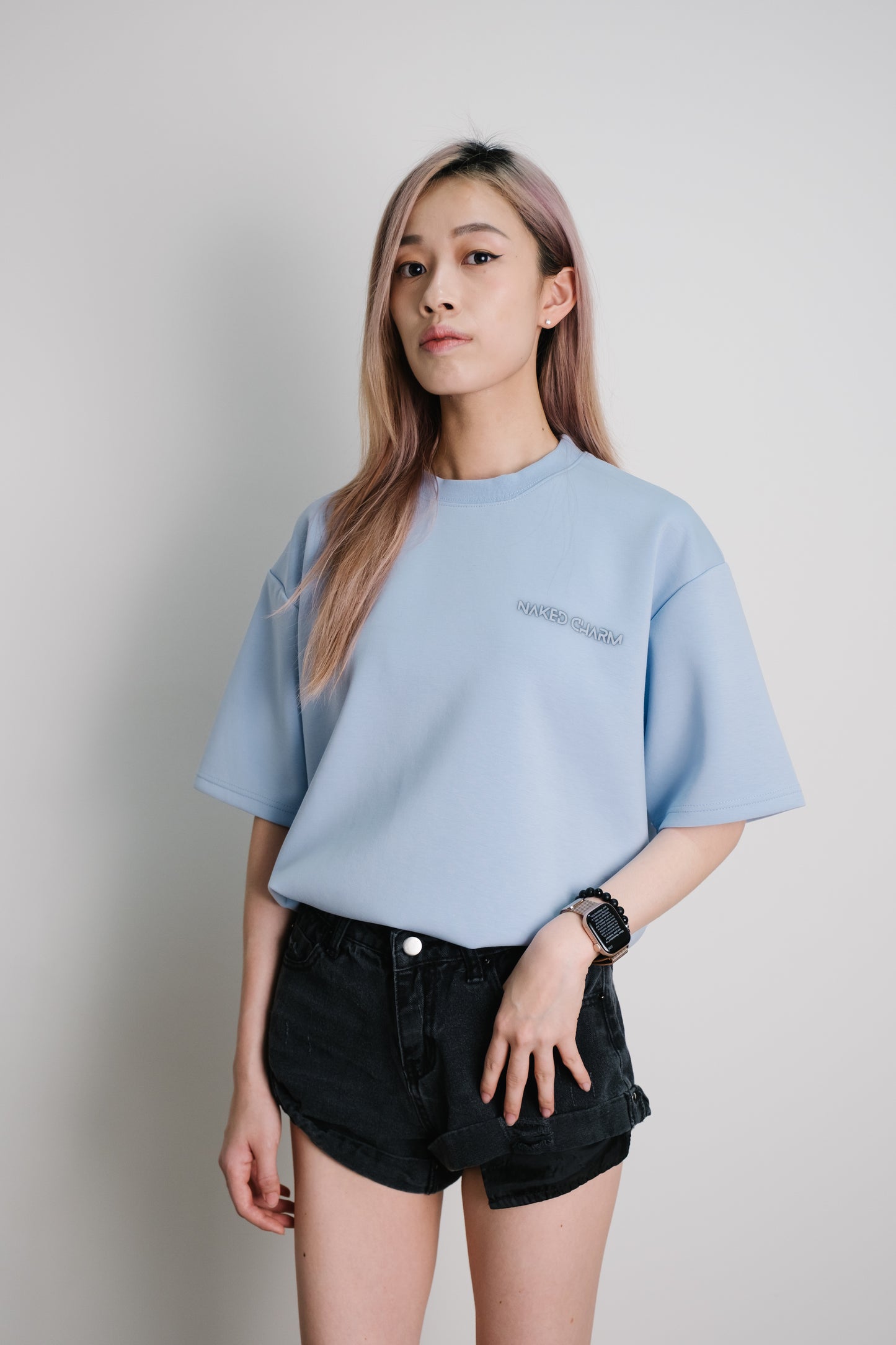 Naked Charm Oversized Cool Grey Wording T-Shirt