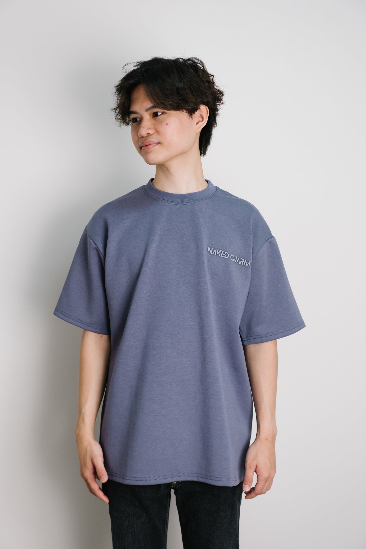 Naked Charm Oversized Cool Grey Wording T-Shirt