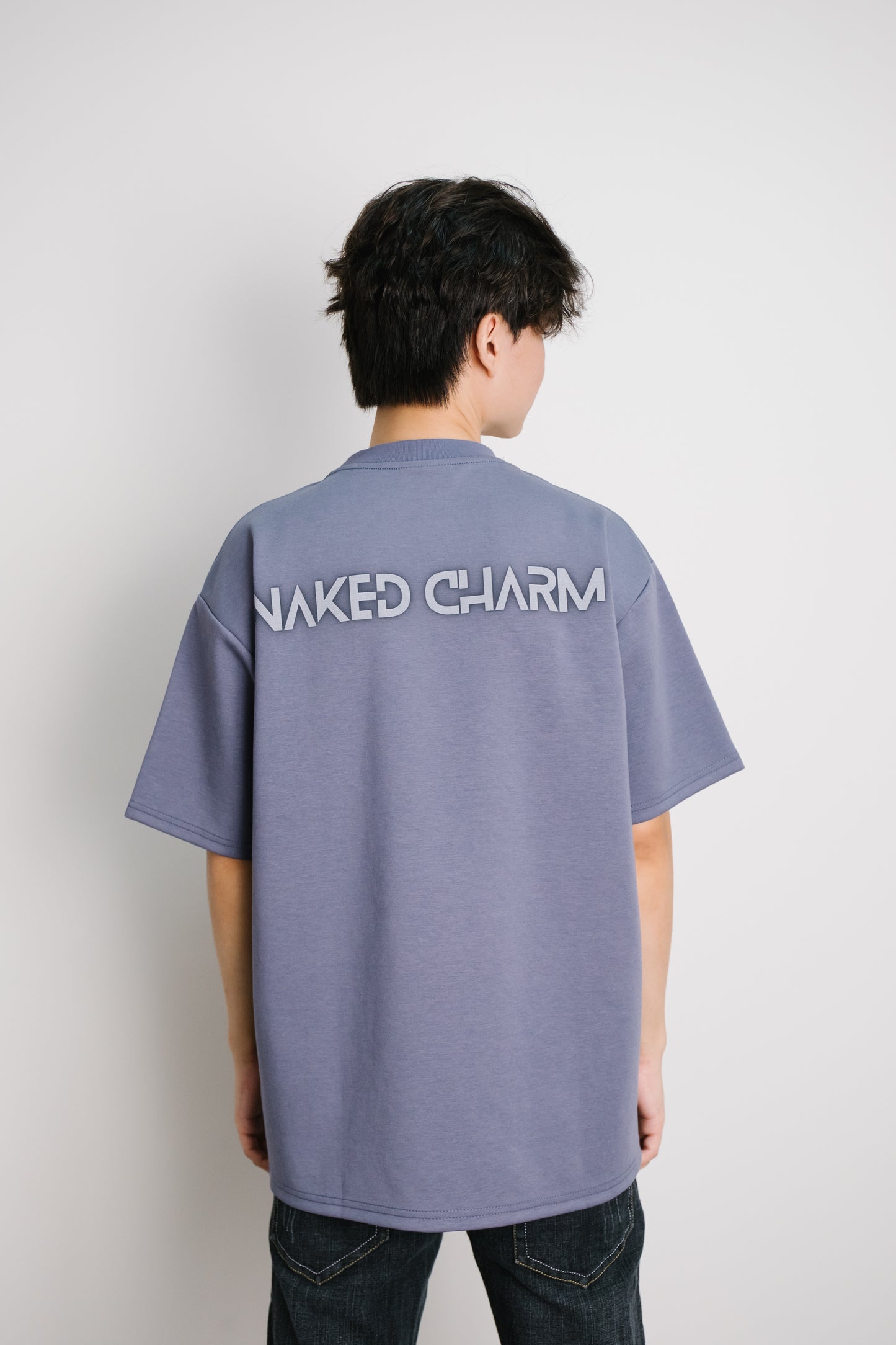 Naked Charm Oversized Cool Grey Wording T-Shirt