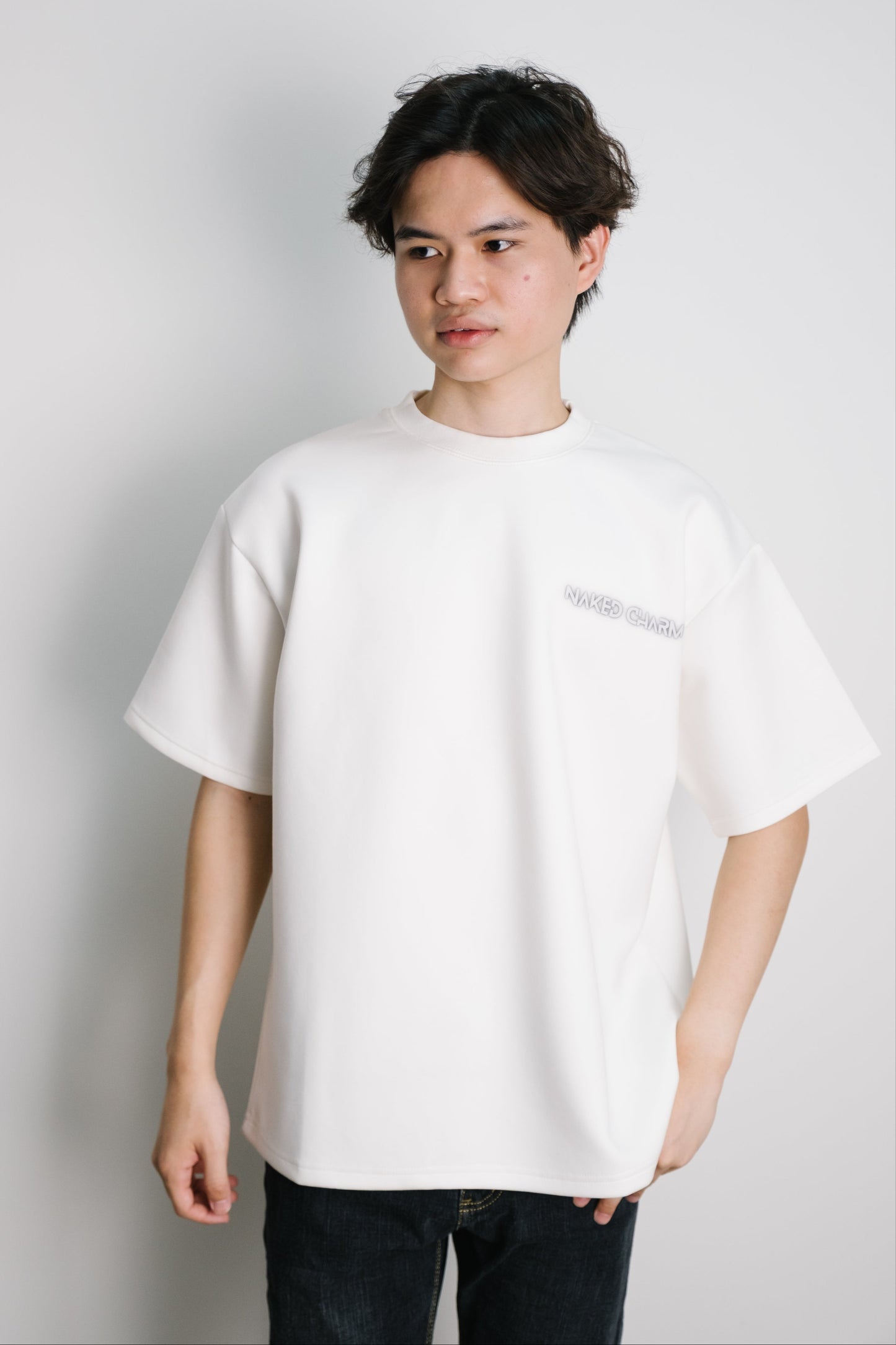 Naked Charm Oversized Cool Grey Wording T-Shirt