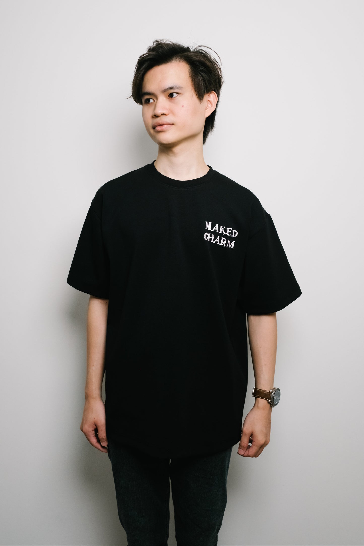 Naked Charm Oversized Sketchy Quote T-Shirt