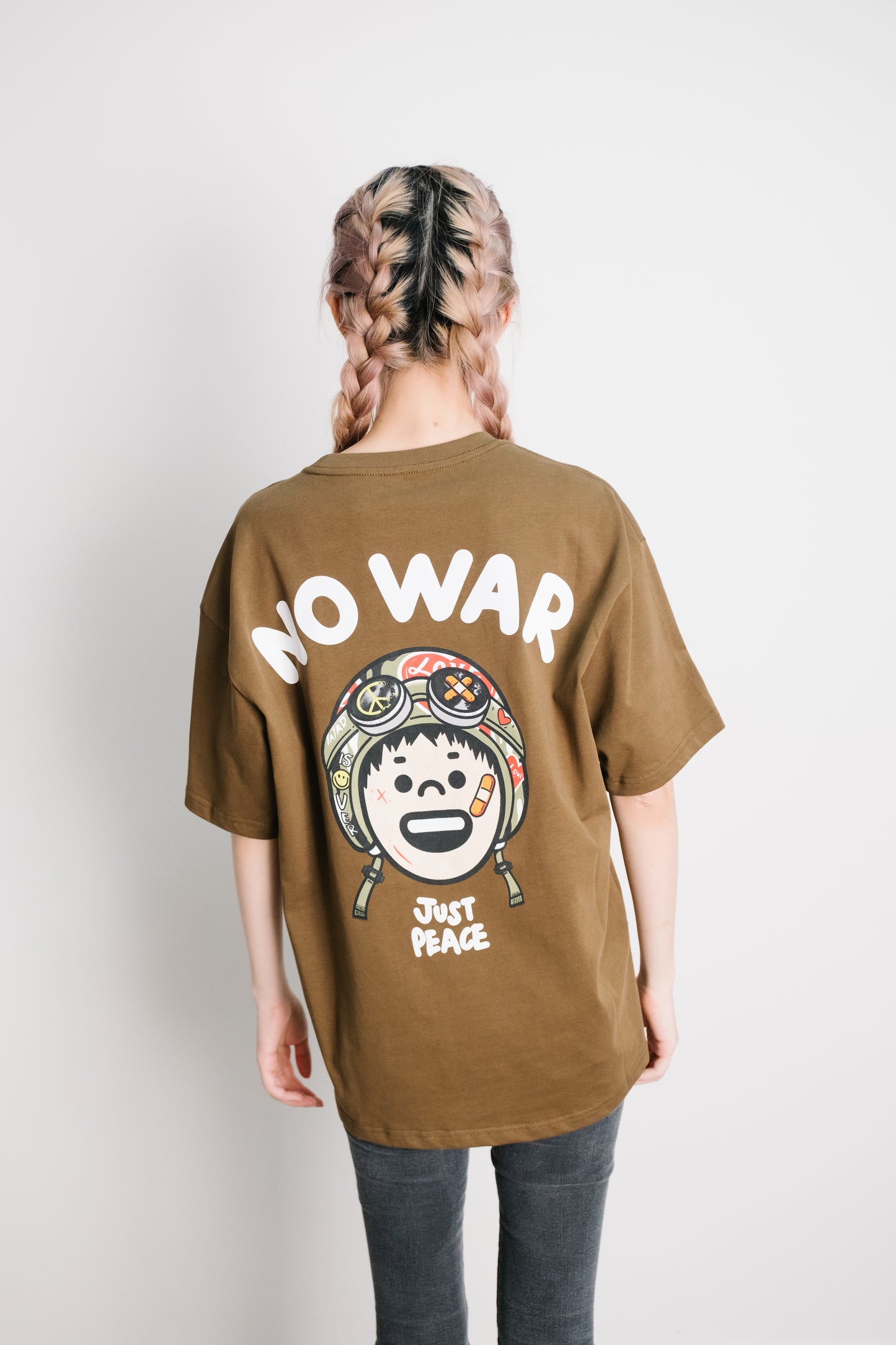 NO WAR, JUST PEACE Oversized T-Shirt Casual