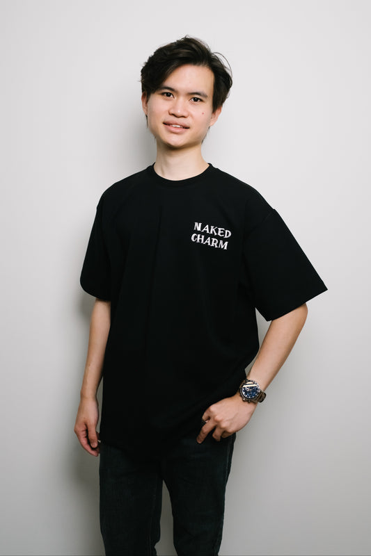 Naked Charm Oversized Sketchy Quote T-Shirt