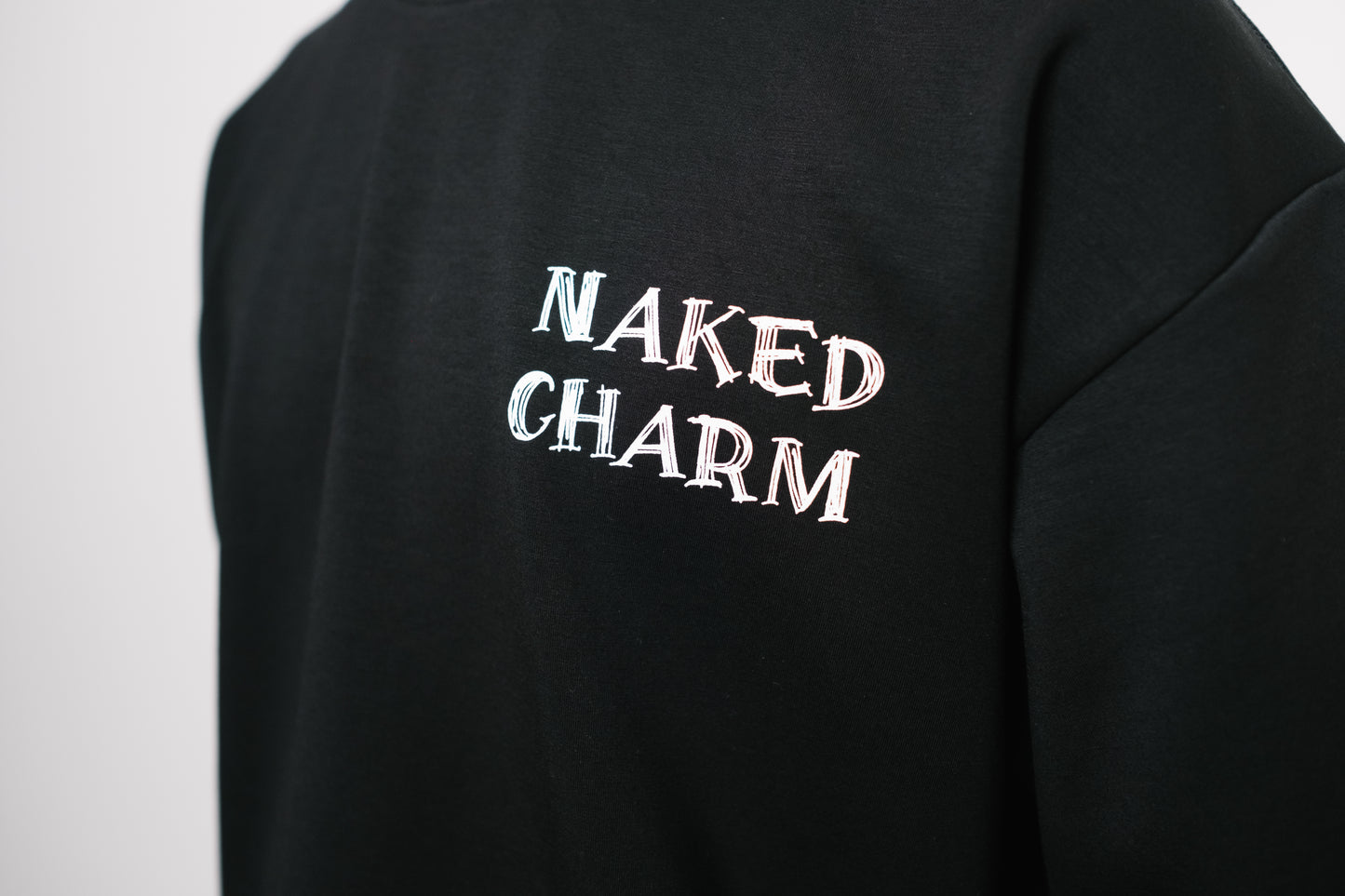 Naked Charm Oversized Sketchy Quote T-Shirt