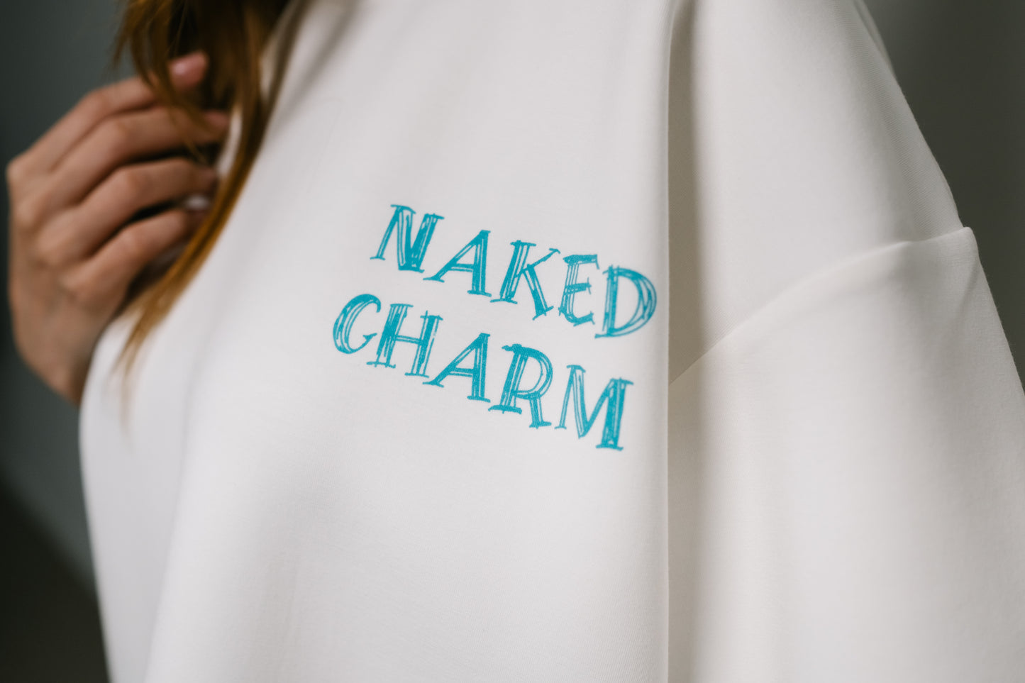 Naked Charm Oversized Sketchy Quote T-Shirt