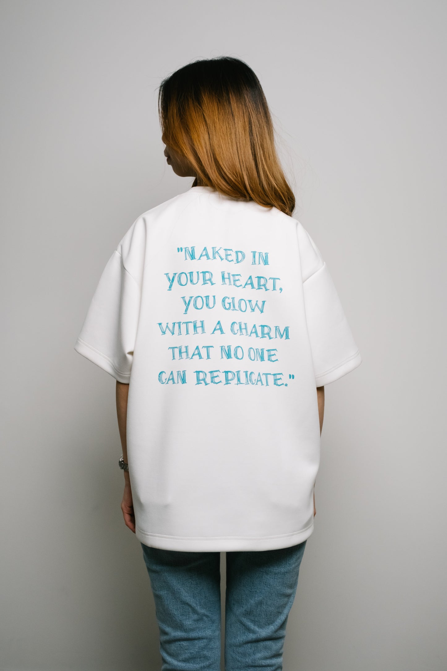 Naked Charm Oversized Sketchy Quote T-Shirt